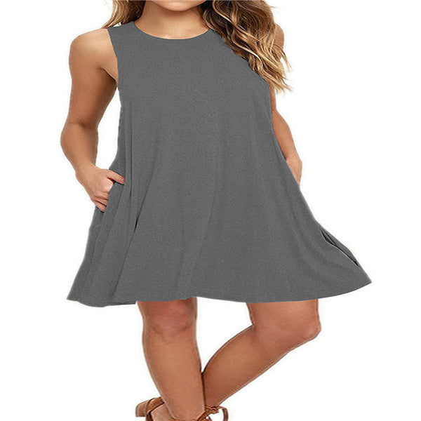 Sleeveless baggy vest pocket dress