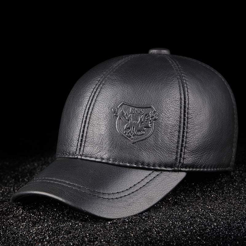 Men's leather baseball cap