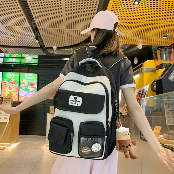 Cute Campus Preppy Backpack Large Capacity Multi-pocket Bags Women Primary Junior High School Students Schoolbags