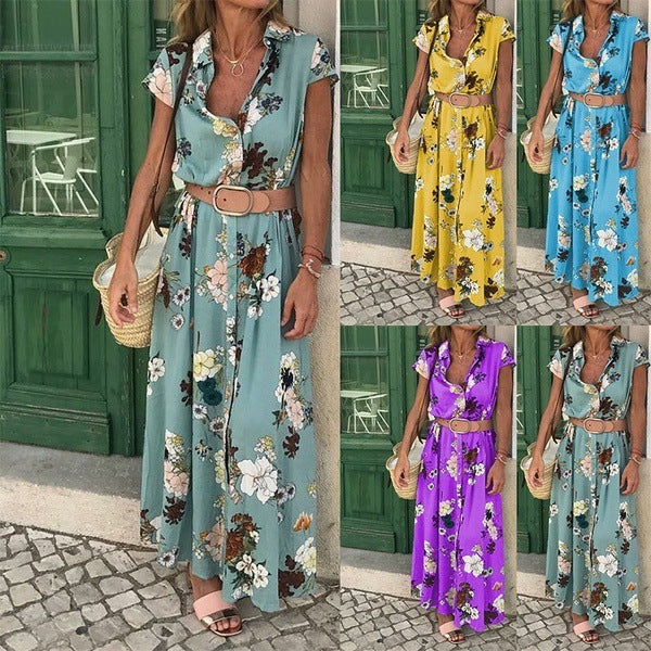 V-neck loose long dress