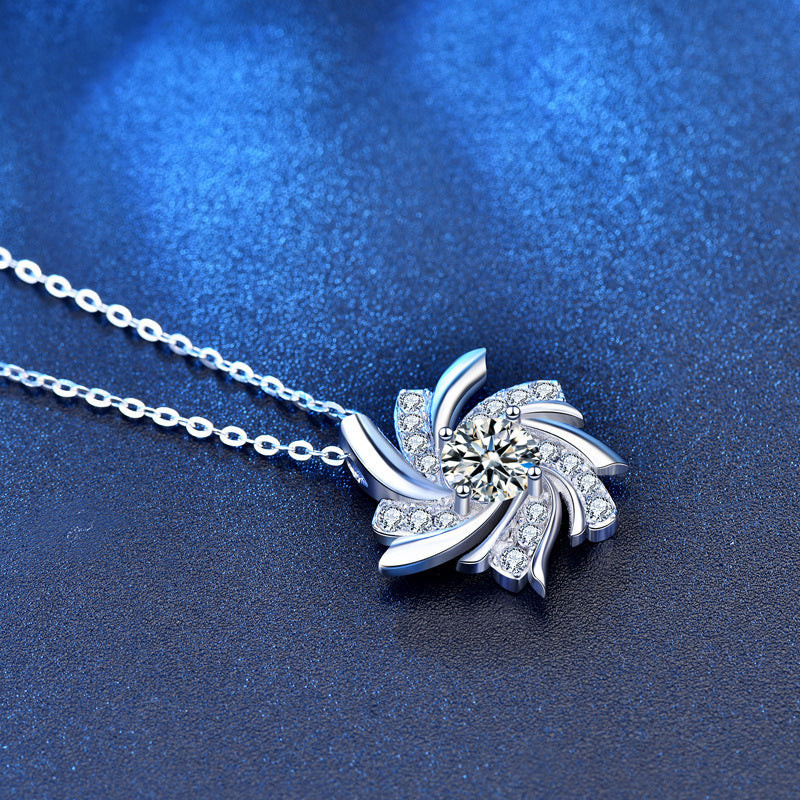 Moissanite S925 Sterling Silver Windmill Necklace