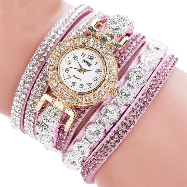 Women Quartz Women PU Leather Rhinestone Watch Bracelet Watches