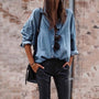 Fall new loose button denim shirt for women