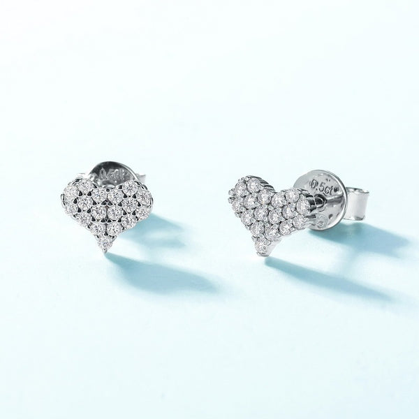 Heart Full Inlaid Bright Moissanite Stud Earrings S925 Silver