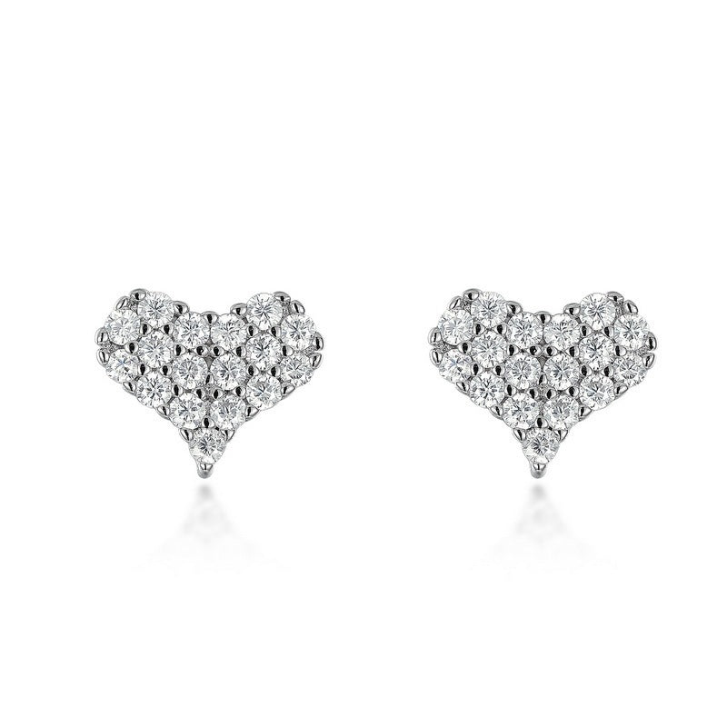 Heart Full Inlaid Bright Moissanite Stud Earrings S925 Silver