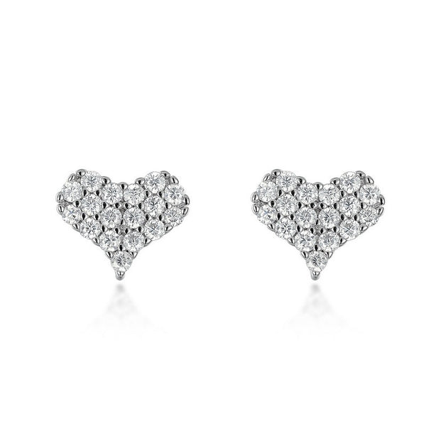 Heart Full Inlaid Bright Moissanite Stud Earrings S925 Silver