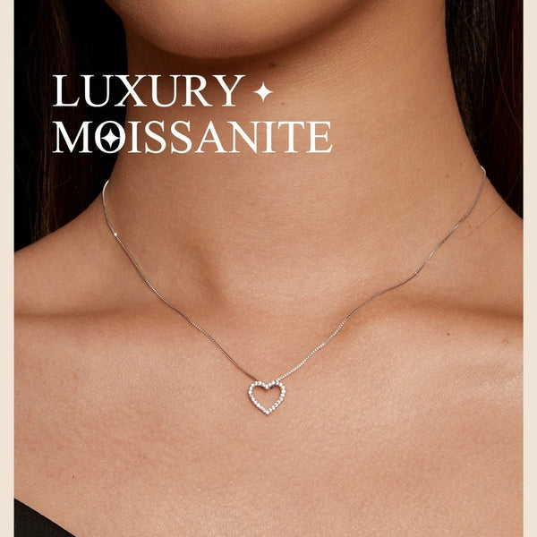 Heart-shaped Moissanite Necklace Simple Classic S925 Sterling Silver