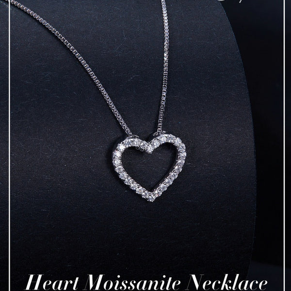 Heart-shaped Moissanite Necklace Simple Classic S925 Sterling Silver