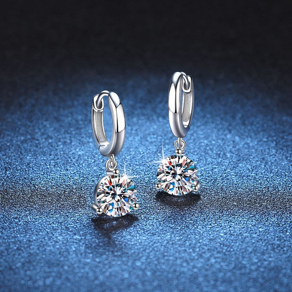 European And American S925 Sterling Silver Earrings Moissanite