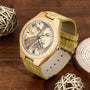 Women's  Bamboo Photo Engraved Watch Wooden Leather Strap 40mm