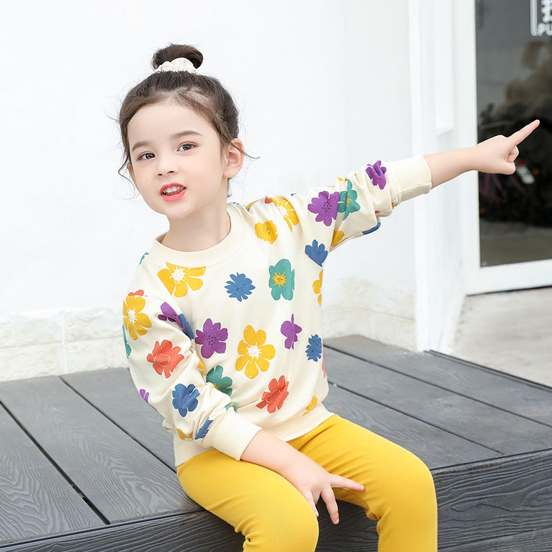 Children's Clothing Girls' Round Neck Sweater Baby Girls' Western Style Pullover