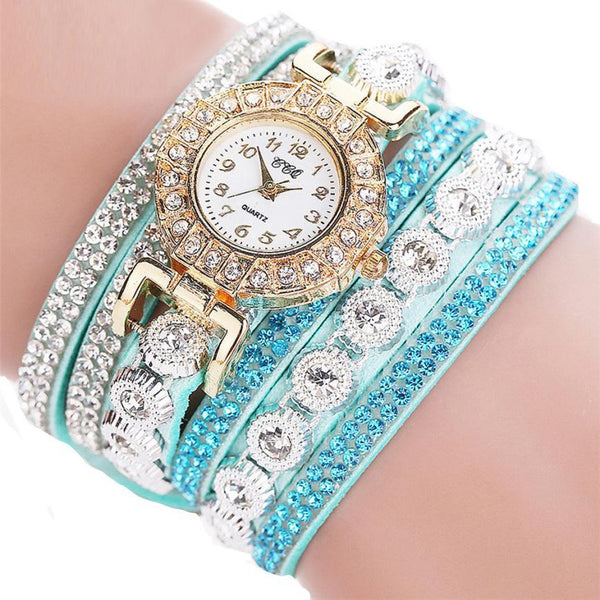 Women Quartz Women PU Leather Rhinestone Watch Bracelet Watches