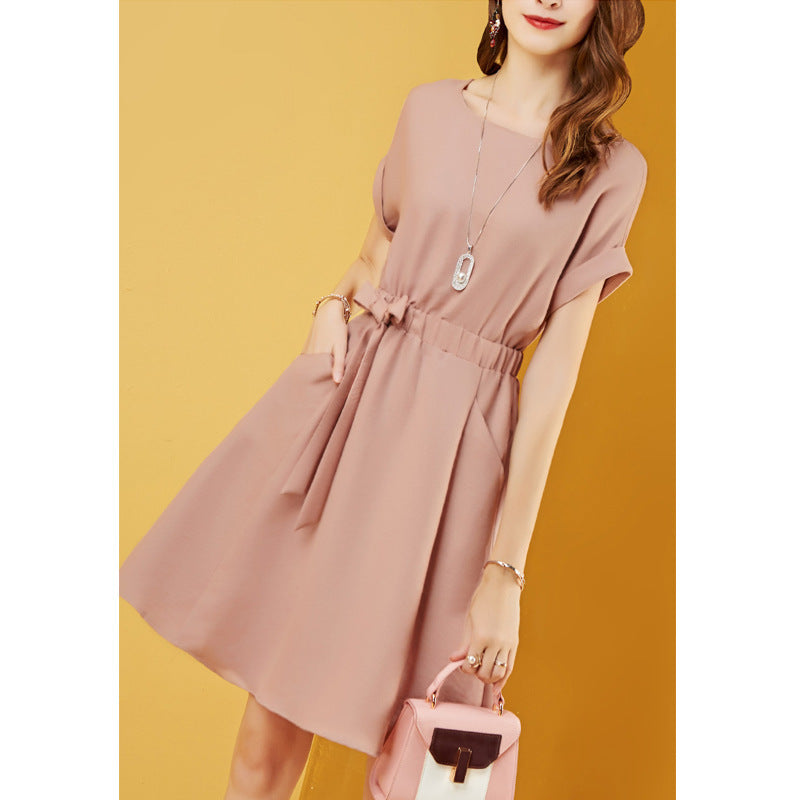 Women's temperament Tencel solid dress