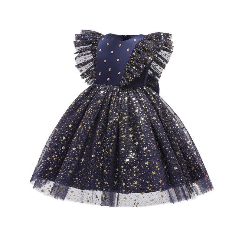 Bright Star Mesh Flounced Sleeve Baby Girl Pettiskirt