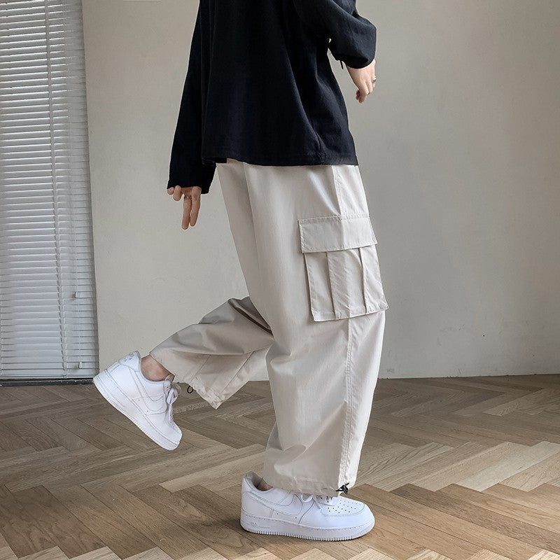 Mens Fashion Sports Casual Loose Fitting Wide Leg Trousers