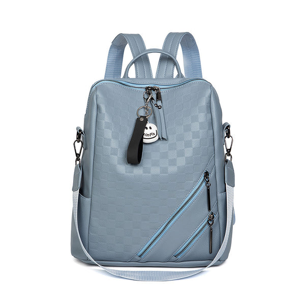 Fashion Checkerboard Backpack Casual Backpack and Shoulder Bag