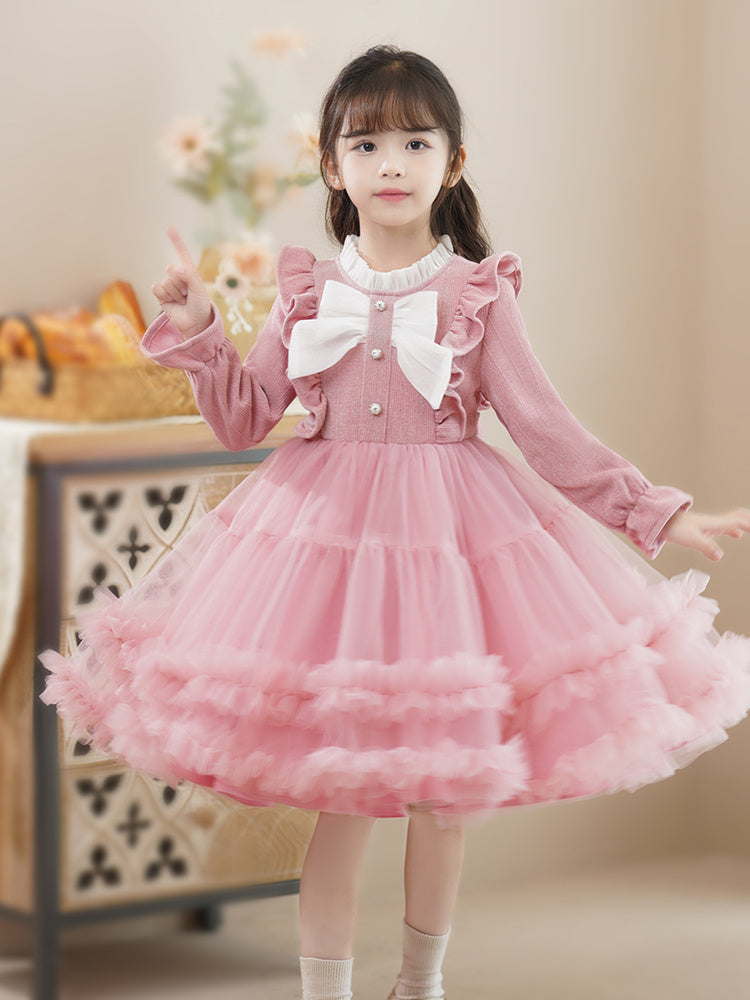 Foreign Style Winter  Red Velvet Princess Dress