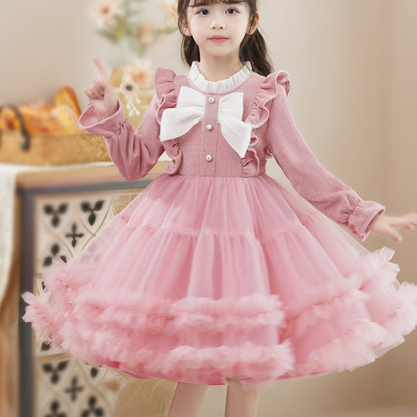 Foreign Style Winter  Red Velvet Princess Dress