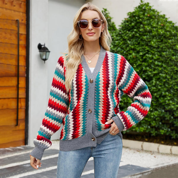 Knitted Female Single-breasted Cardigan Sweater Female