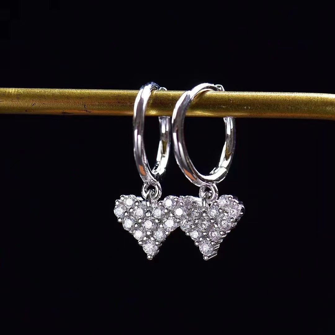 D Color Moissanite Small Delicate Heart Ear Clip