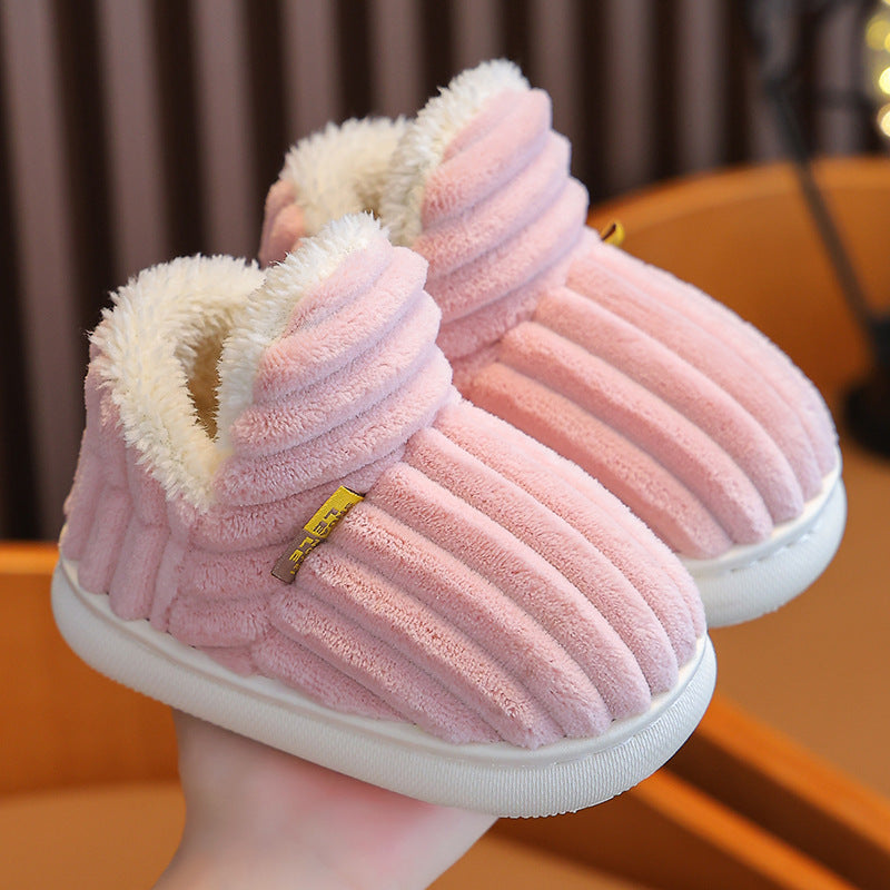 Children's Cotton Slippers Winter Baby Indoor Bag Heel Warm Plush Non-slip