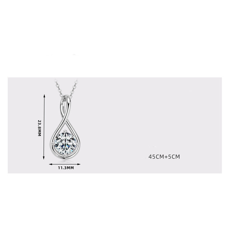 Necklace Fashion Silver Moissanite Drop-shaped Ladies