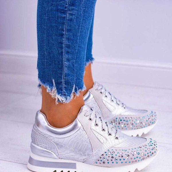 New Leisure Rhinestone Fashion Plus Size Women's Sports Running Shoes