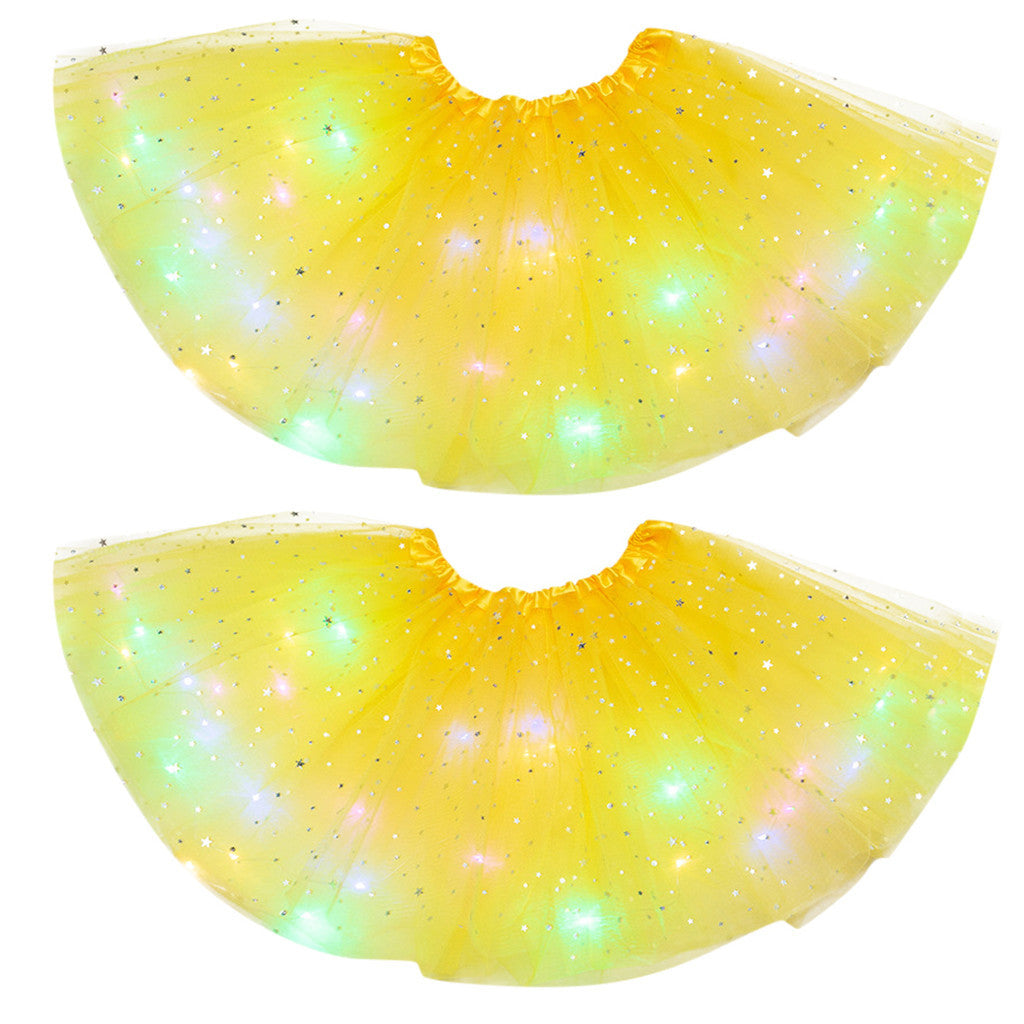 Magical & Luminous  LED Princess Halloween Tutu Skirt Sequins Shiny Skirt