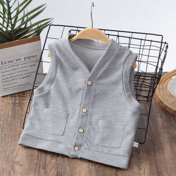 Boys' Sleeveless Waistcoat Girl's Cardigan Baby Vest Children's Clothing