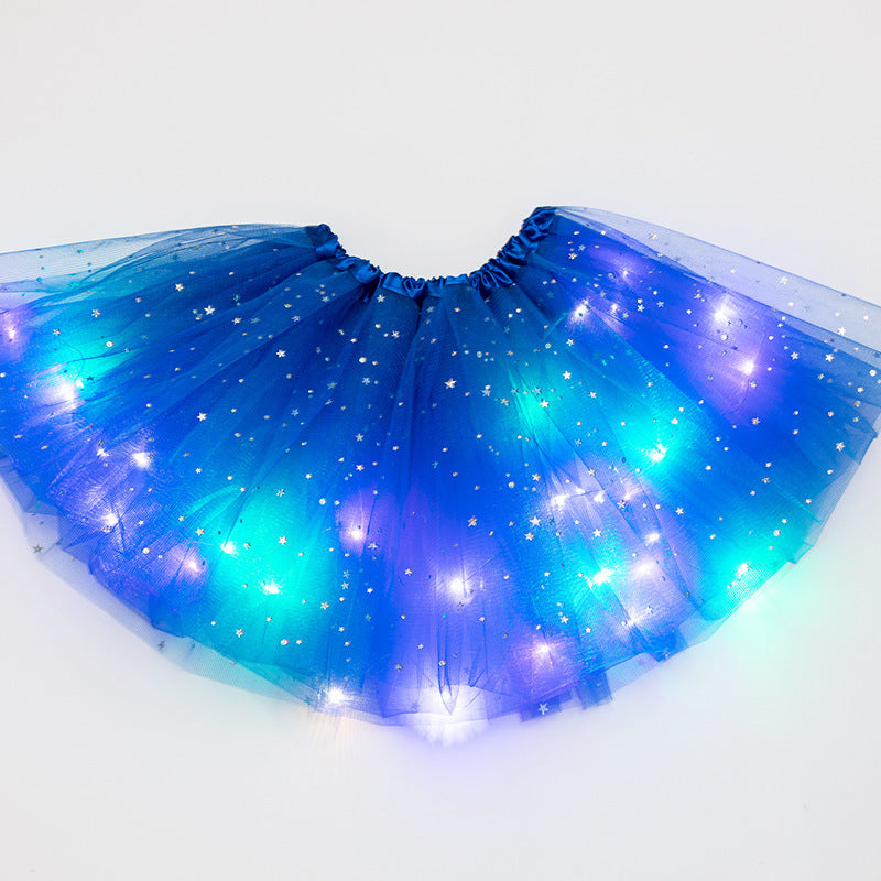 Magical & Luminous  LED Princess Halloween Tutu Skirt Sequins Shiny Skirt