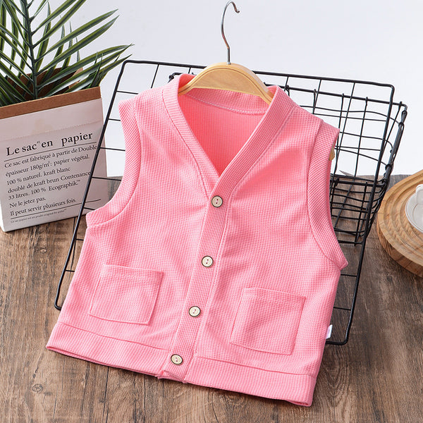 Boys' Sleeveless Waistcoat Girl's Cardigan Baby Vest Children's Clothing