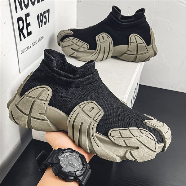 Fashion Lace Up Sock Shoes Men's Personalized Lightweight Running Walking Sneakers Thick Bottom Sneakers