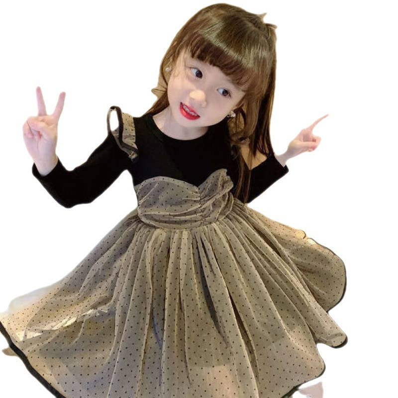 Children's Skirt Spring And Autumn Dress Western Style Long-sleeved Skirt