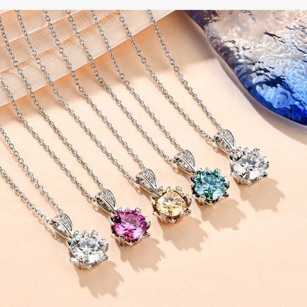 Special-interest Design 2 Karat Sterling Silver Color Moissanite Snowflake Necklace Fashion Versatile