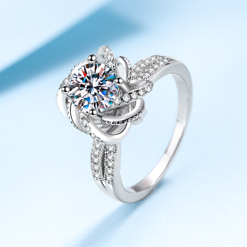 S925 Sterling Silver Moissanite Ring Girl