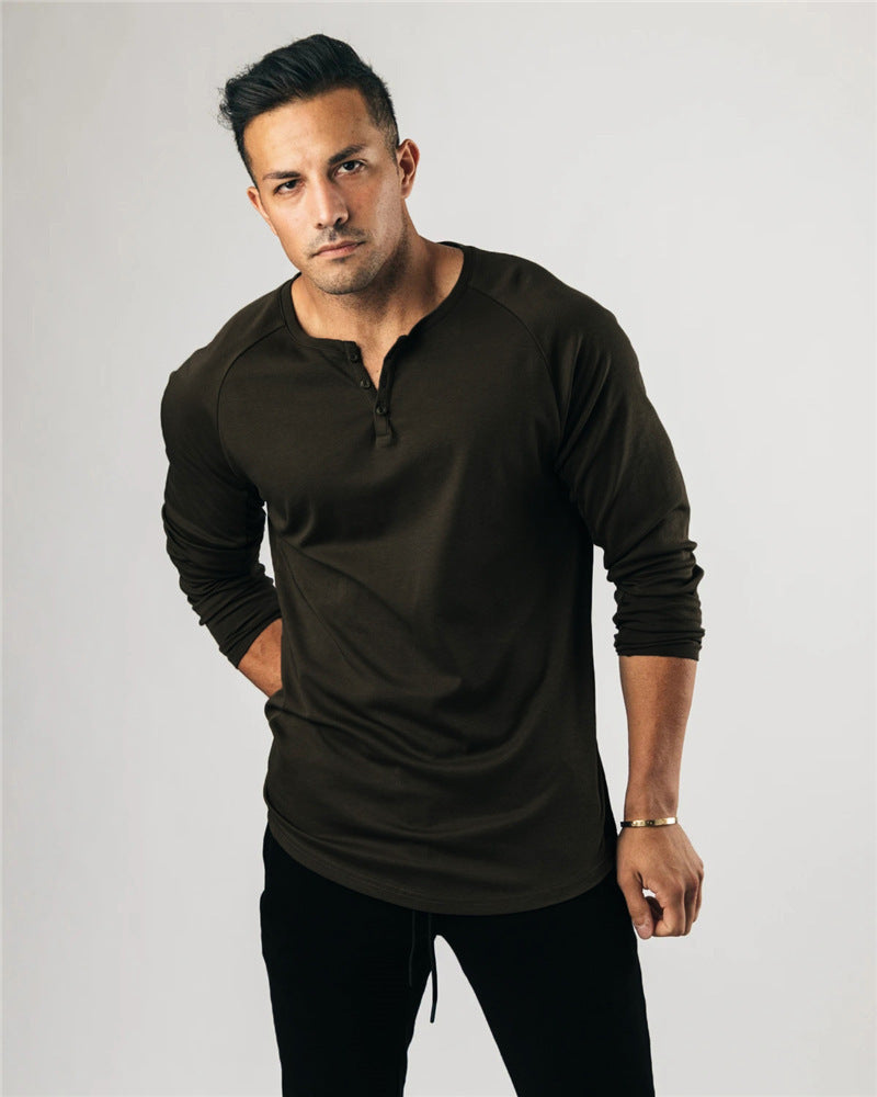 Buttoned Long Sleeve Sports T-Shirt Bottoming Shirt