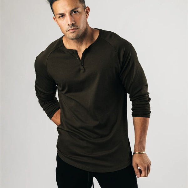 Buttoned Long Sleeve Sports T-Shirt Bottoming Shirt