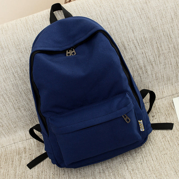 Backpack Women Korean Style Canvas Pure Color Simple