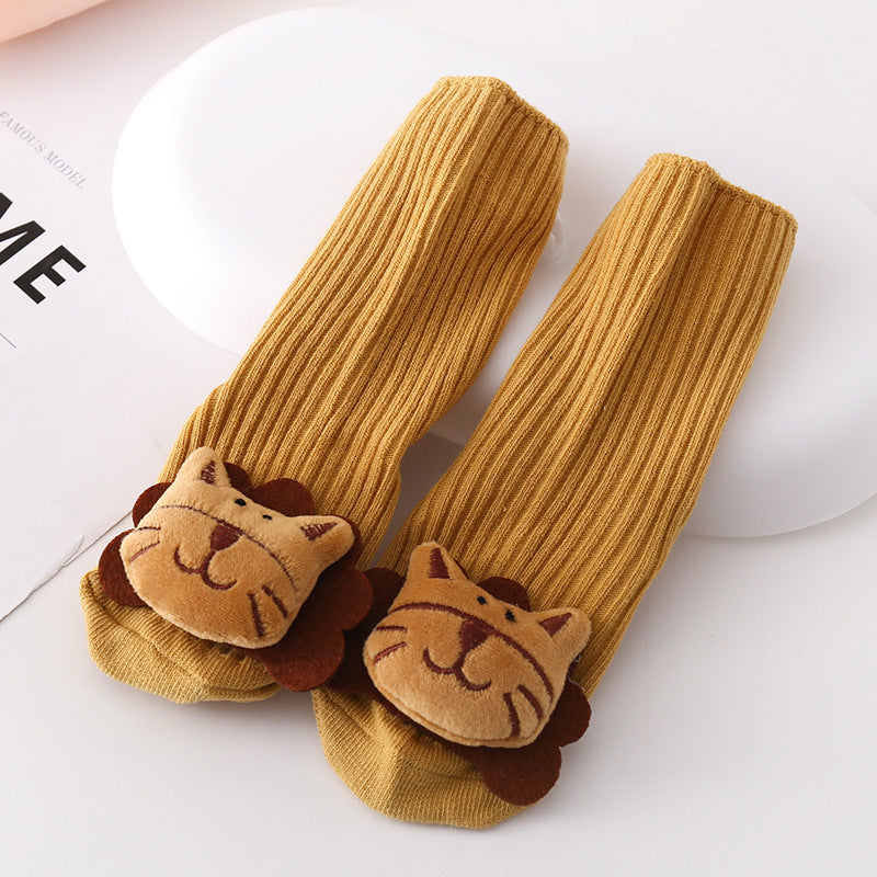 Baby Non-slip Room Socks Solidcolor Mid-calf Length Cartoon