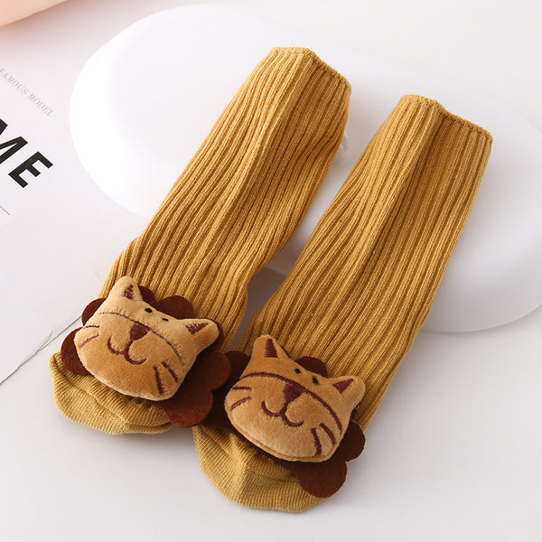 Baby Non-slip Room Socks Solidcolor Mid-calf Length Cartoon