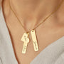 Laser Name Heart Rectangle Pendant Necklace