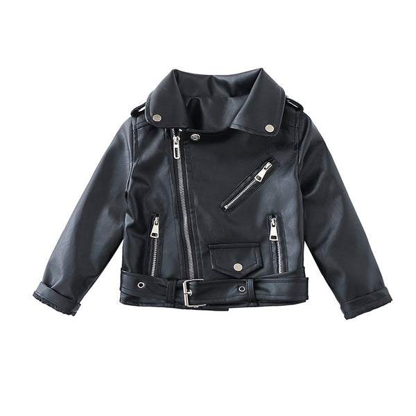 Autumn And Winter Kids' Western Style Leather Jacket