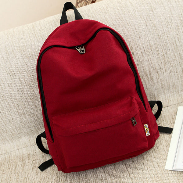 Backpack Women Korean Style Canvas Pure Color Simple