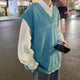  Solid Color Vest Blue