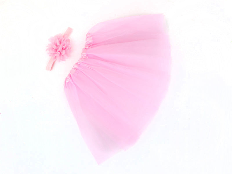 New Children's Chiffon Baby Suit Baby Photography Gauze Skirt Pengpeng Skirt Children's Tutu Skirt Hair Band Suit