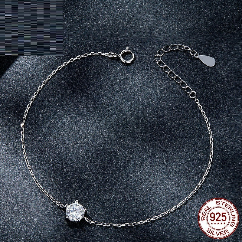 S925 Sterling Silver Simple Luxury Claw Inlaid Moissanite Fashion Bracelet