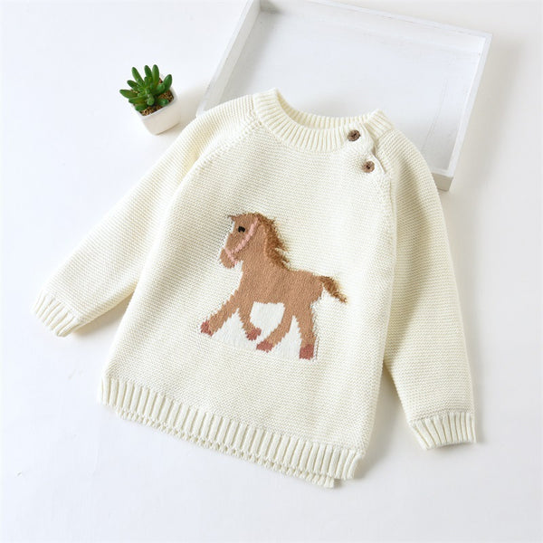 Girl's Baby Fleece-lined Thickened Pullover Sweater Fashionable Children's Clothing