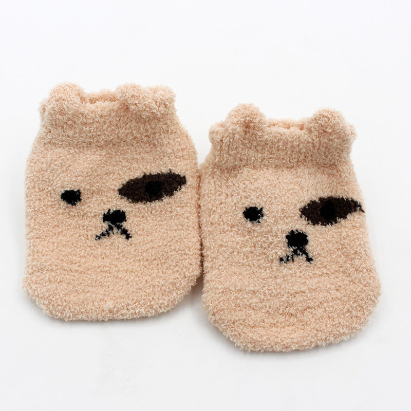 Autumn And Winter New Children Children's Socks Thick Coral Fleece Baby Floor Socks Non-slip Baby Socks Cartoon Children's Socks