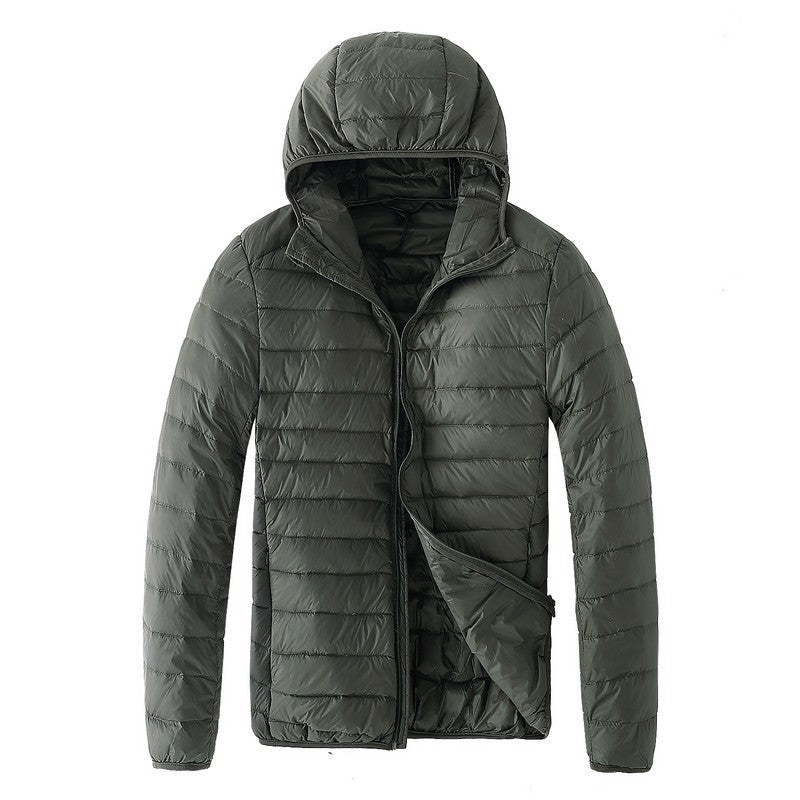 Mens Duck Down Hooded Jacket Winter Ultralight Bubble Coat Puffer Slim Fit