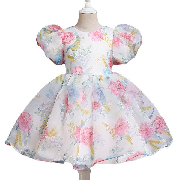 Girls Fashion Casual Puff Sleeve Princess Dress